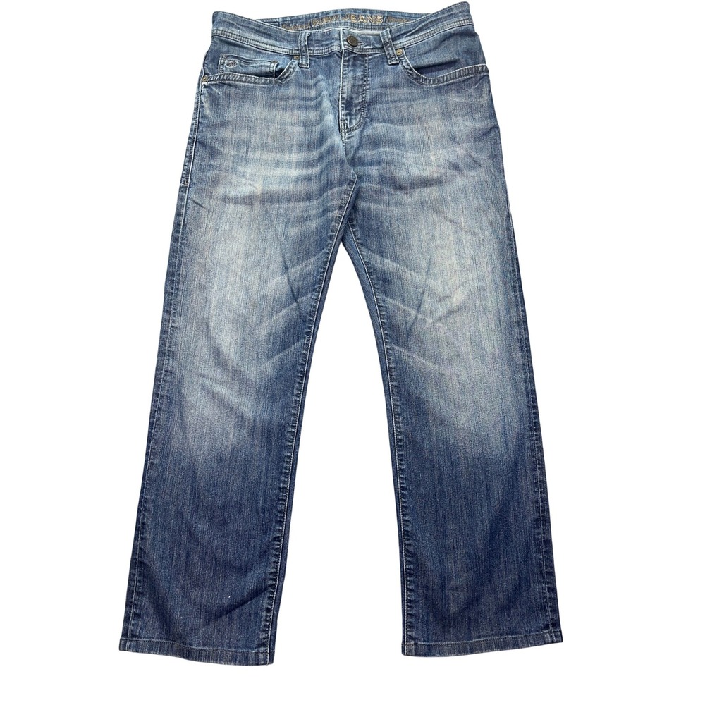Mavi Jeans Zach Regular Fit Denim Jeans Distressed Blue‎ Wash Sz 32 Fits 33.5"